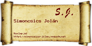 Simoncsics Jolán névjegykártya