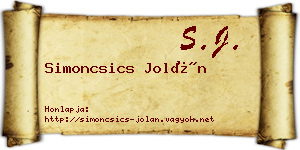 Simoncsics Jolán névjegykártya