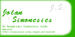jolan simoncsics business card